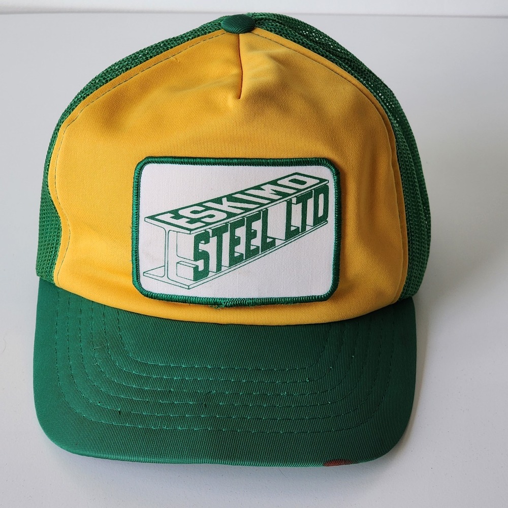 Vintage Eskimo Steel Ltd Trucker Hat Mesh Cap Snap Back Patch Logo Edmonton AB‎